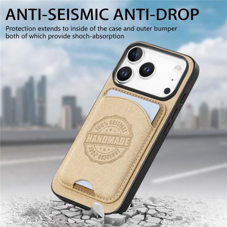 Magnetisk kunstlærveske med kortholder til iPhone 16 Pro - Khaki