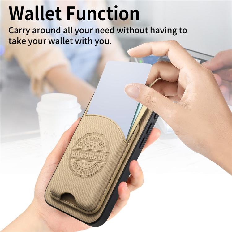 Magnetisk kunstlærveske med kortholder til iPhone 16 Plus - Khaki