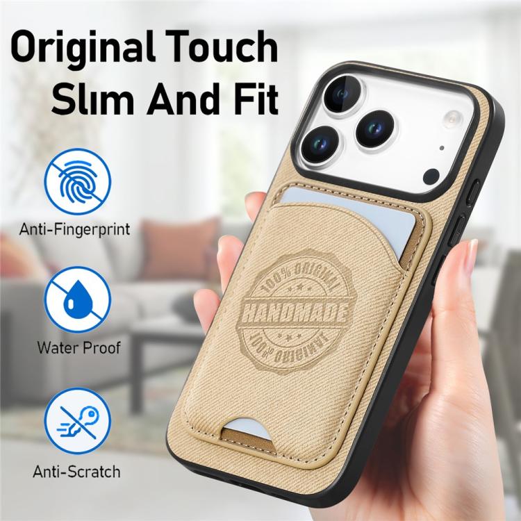 Magnetisk kunstlærveske med kortholder for iPhone 15 Pro - Khaki