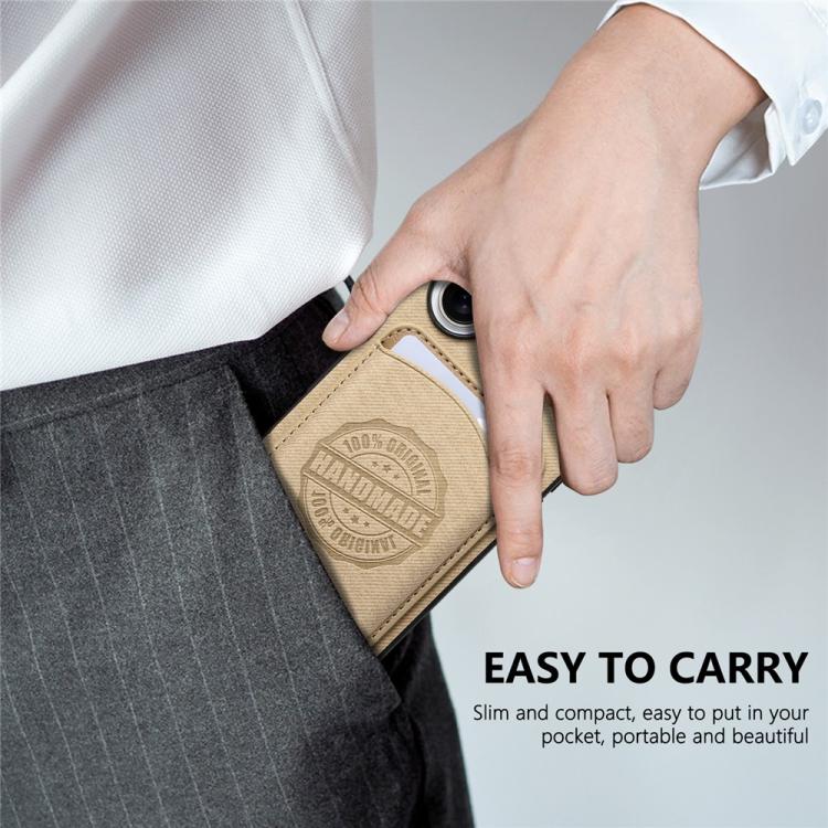 Magnetisk kunstlærveske med kortholder for iPhone 15 Pro - Khaki