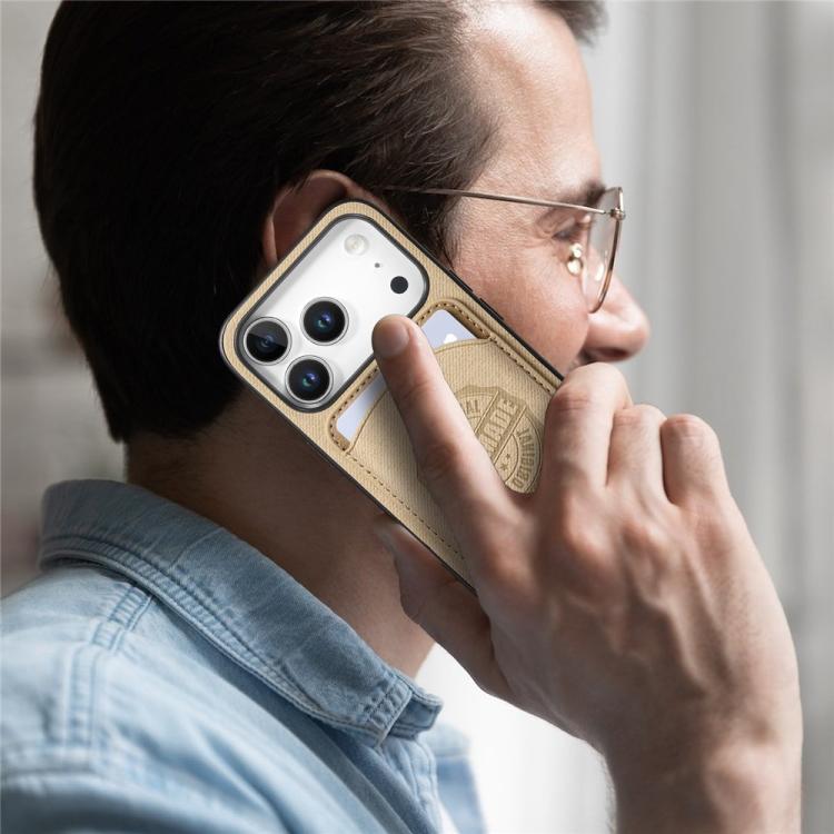 Magnetisk mobilveske i kunstlær med kortholder for iPhone 15 - Khaki