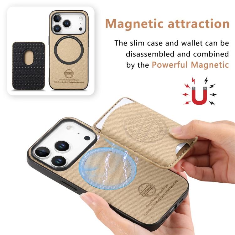 Magnetisk kunstlærveske med kortholder til iPhone 14 - Khaki