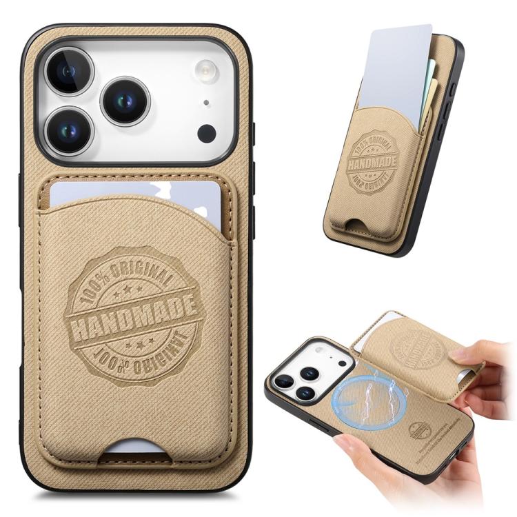 Magnetisk mobilveske i kunstlær med kortholder til iPhone 12 - Khaki