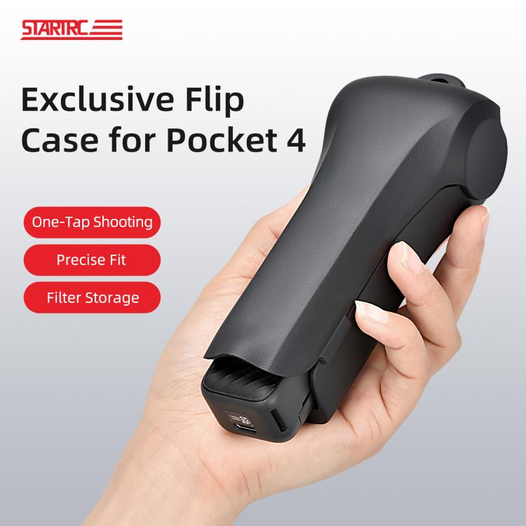 Beskyttende oppbevaringsboks med fliplock til DJI Osmo Pocket 4 – Svart / Kameraveske til lommekamera