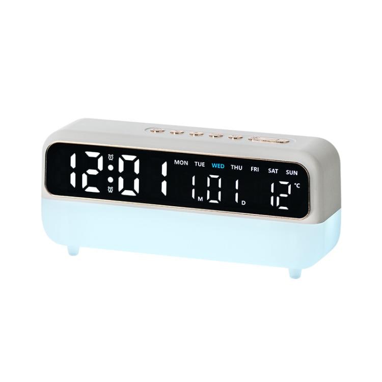 Digital vekkerklokke med nattlampe / LED-klokke med USB-lading / dobbel alarm - Vit