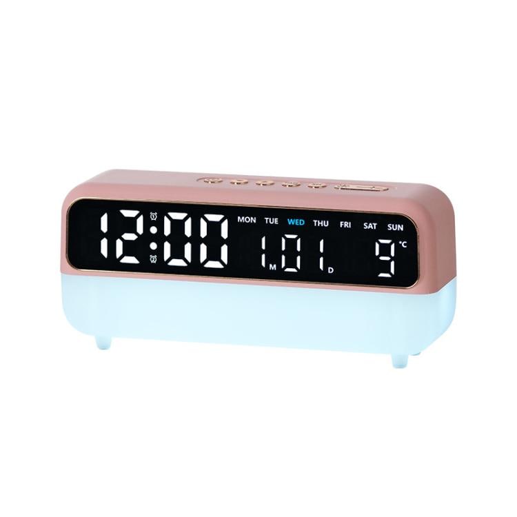 Digital vekkerklokke med nattlampe / LED-klokke med USB-lading / dobbel alarm – Rosa