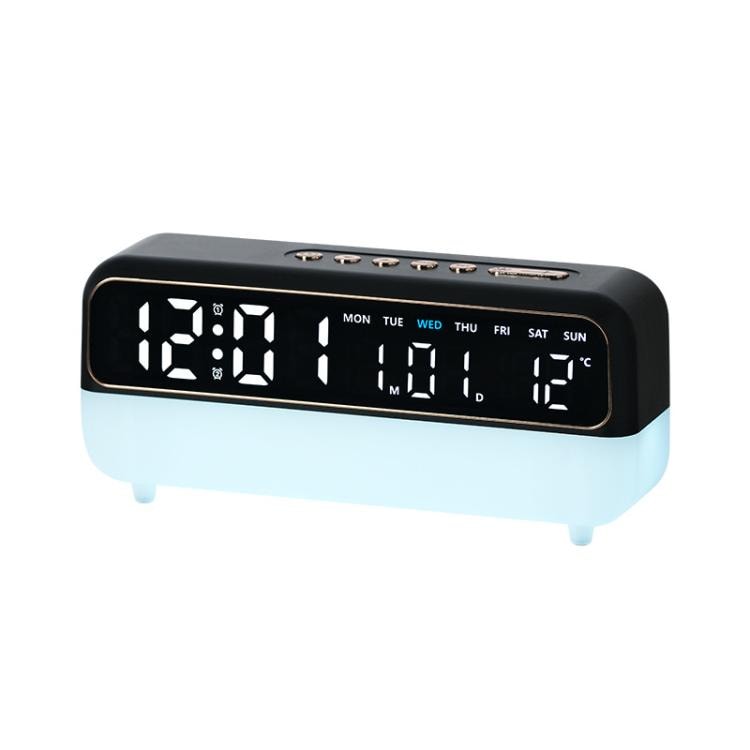 Digital vekkerklokke med nattlampe / LED-klokke med USB-lading / dobbel alarm – Svart