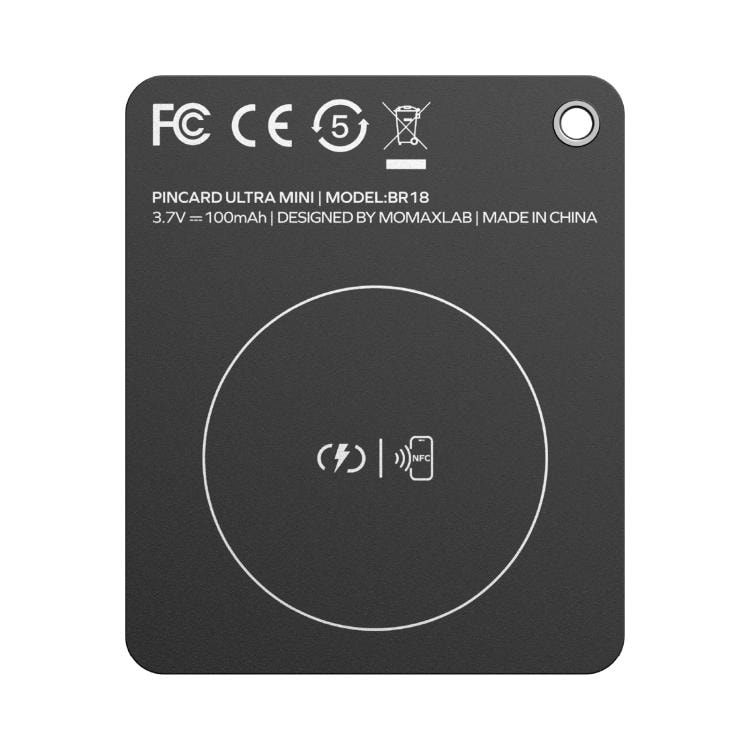 MOMAX BR18D PinCard UWB-sporingskort / Apple Find My tracker / ultratynt kort – Svart