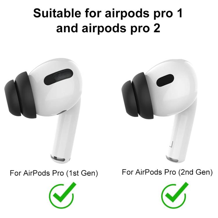 Støydempende ørepropper til AirPods Pro 1–2, 3 par i størrelsene S–M–L – Svart – erstatningspropper