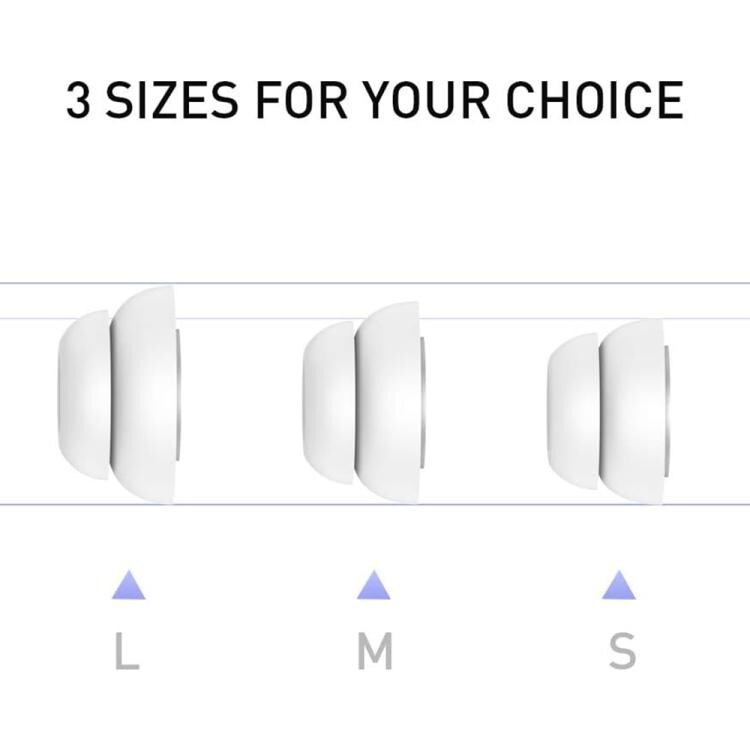 Støydempende ørepropper til AirPods Pro 1–2, 3 par i størrelsene S–M–L – Hvit – erstatningspropper