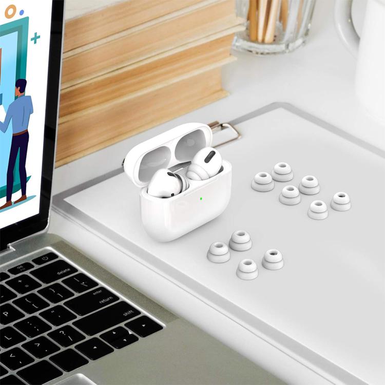 Støydempende ørepropper til AirPods Pro 1–2, 3 par i størrelsene S–M–L – Hvit – erstatningspropper