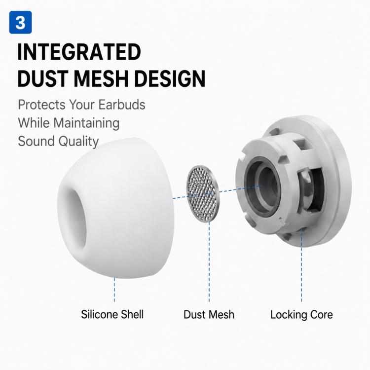 Silikonørepropper til AirPods Pro, 3 × 5 par, L·M·S·XS·XXS – Hvit · erstatningspropper