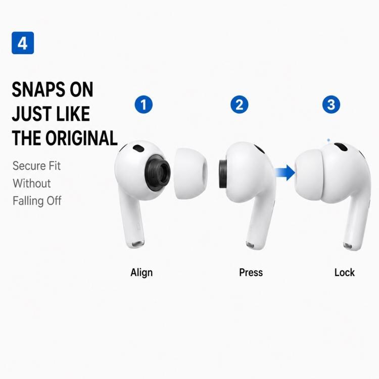 Silikonørepropper til AirPods Pro, 3 × 5 par, L·M·S·XS·XXS – Hvit · erstatningspropper