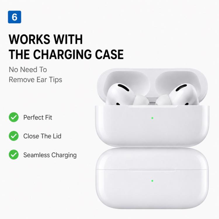 Silikonørepropper til AirPods Pro, 3 × 5 par, L·M·S·XS·XXS – Hvit · erstatningspropper