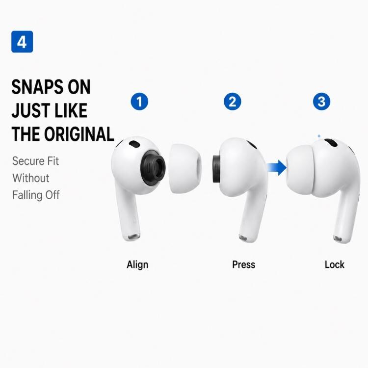 Silikonørepropper til AirPods Pro, 3 × 5 par, L·M·S·XS·XXS – Svart · erstatningspropper