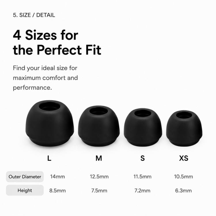 Ørepropper i skum til AirPods Pro 1–2, 4 par, L–M–S–XS – Svart–oransje – erstatningspropper