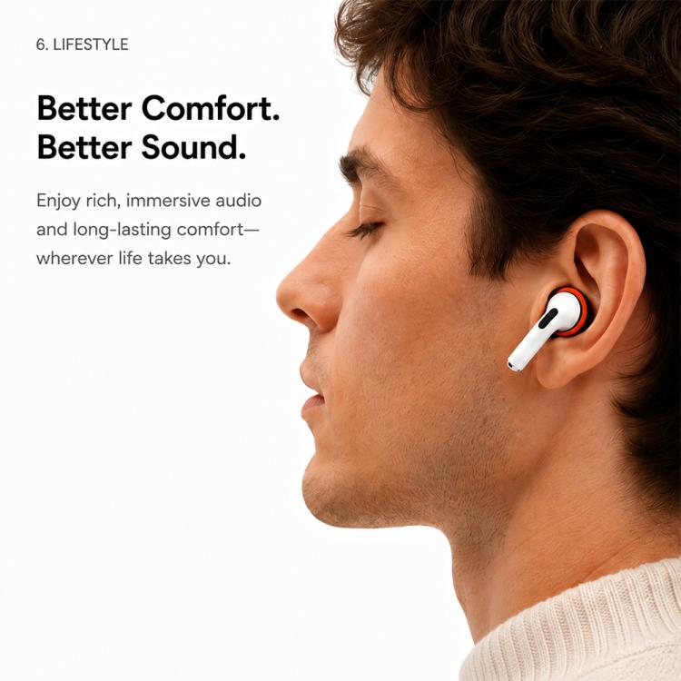 Ørepropper i skum til AirPods Pro 1–2, 4 par, L–M–S–XS – Svart–oransje – erstatningspropper