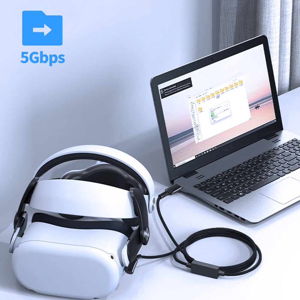 Koblingskabel USB-C til VR Quest 3 / Pico 4 / USB-C-koblingskabel for VR-hodesett