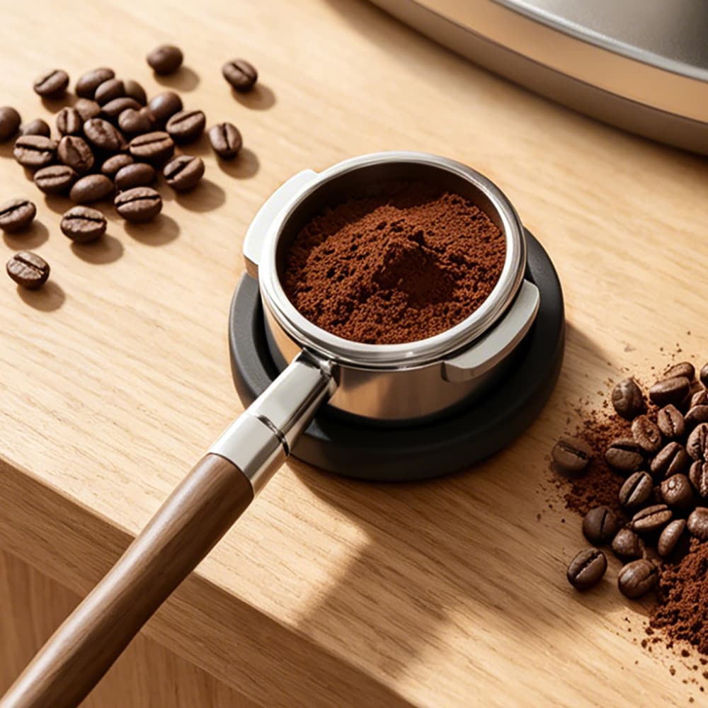 Rund tampermatte i silikon / espressomatte Ø 7,21 cm / svart matte for kaffetamper