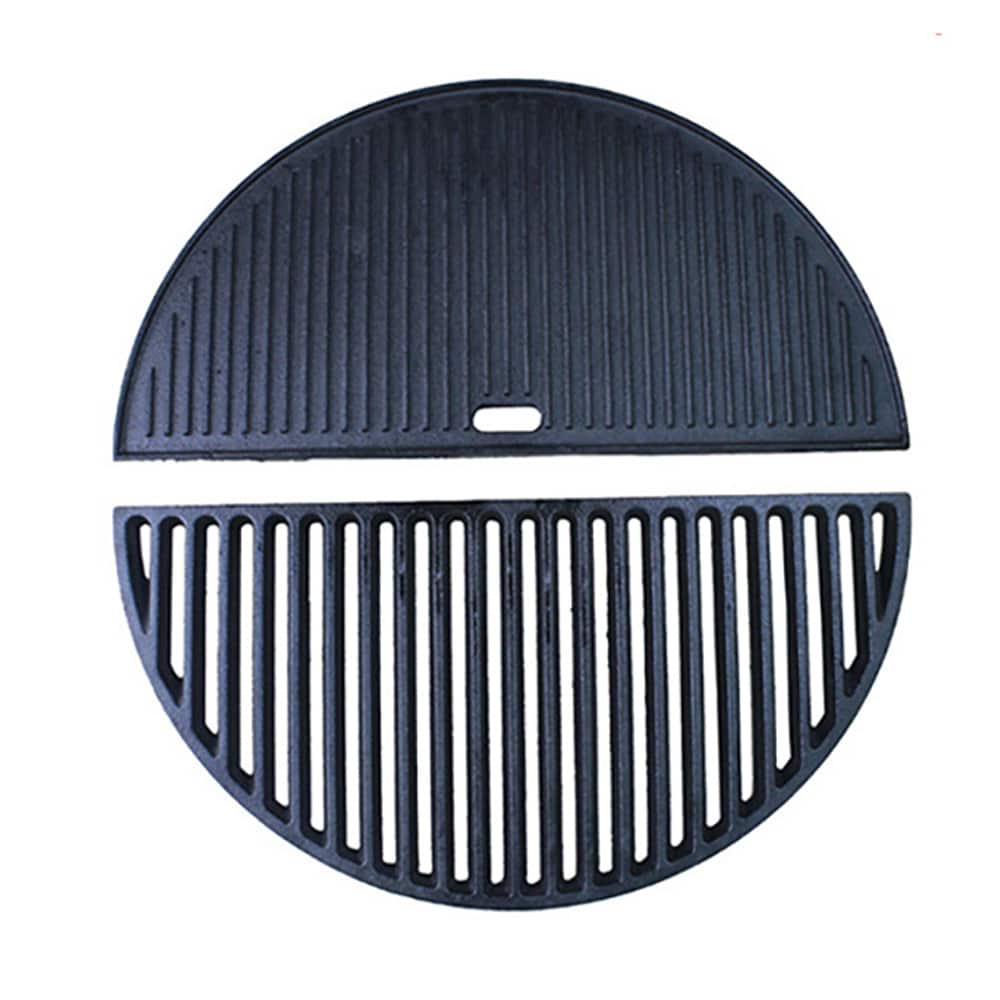 Todelt grillplate i støpejern 22" / stekeplate Ø46,5 cm / støpejernsplate til keramisk grill