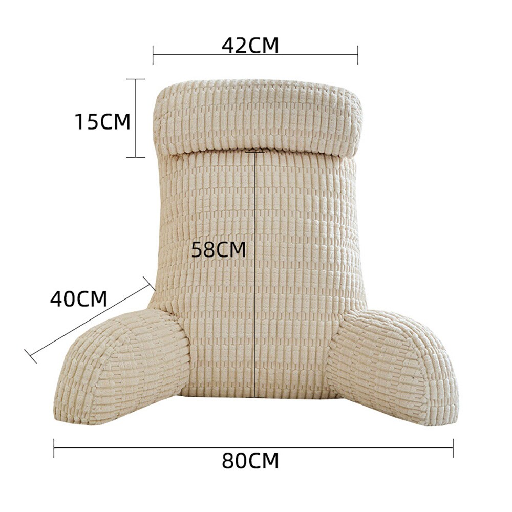 Ryggpute med armlener 80 x 58 x 42 cm / sengepute for sittende stilling / beige støttepute