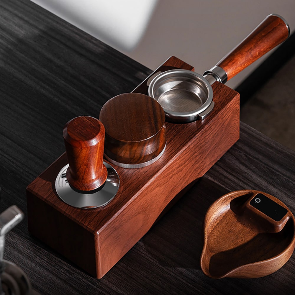Tamperstasjon til espressomaskin – Brun / Tamperstasjon for espresso / Portafilter-stasjon