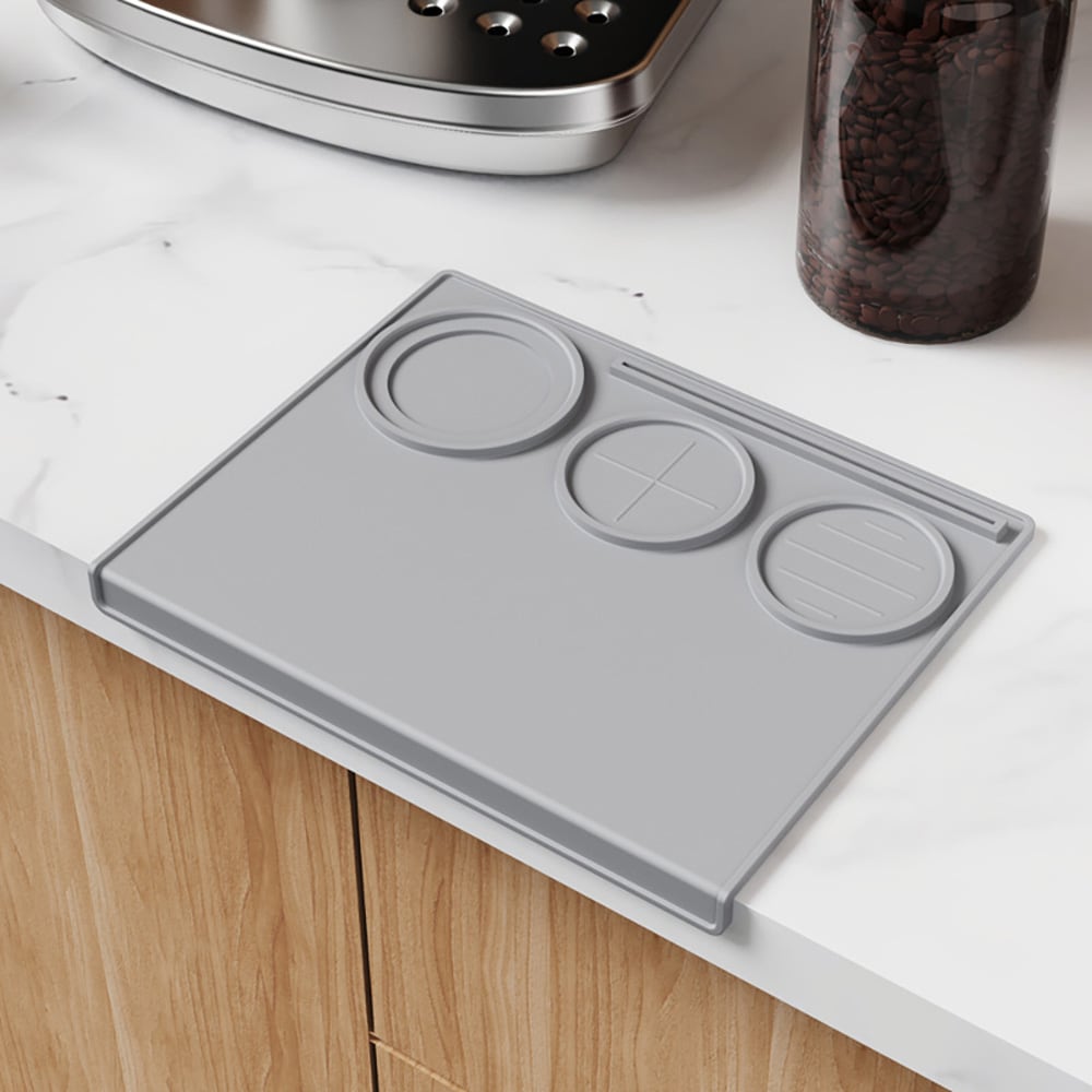 Silikonmatte til tamping, 25 x 20 cm – Grå / Kaffe-tampingmatte / Espressomatte til tamping