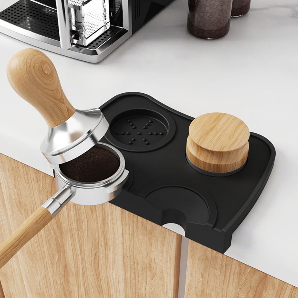 Silikonmatte til tamping – Svart / Kaffe-tampingmatte / Espressomatte til tamping