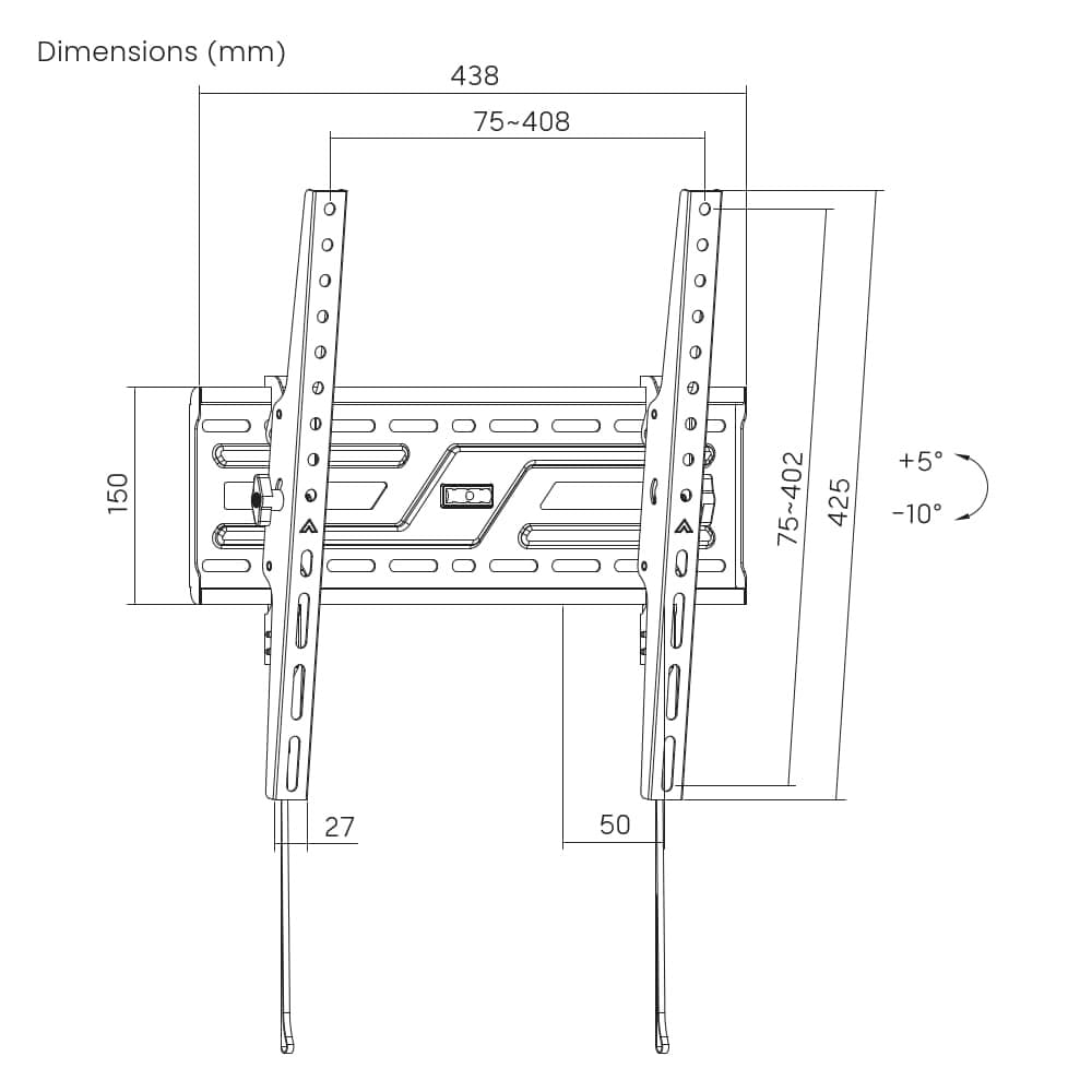 TV-veggfeste 37-75 tommer / vippbart TV-feste / VESA-feste opptil 75 kg