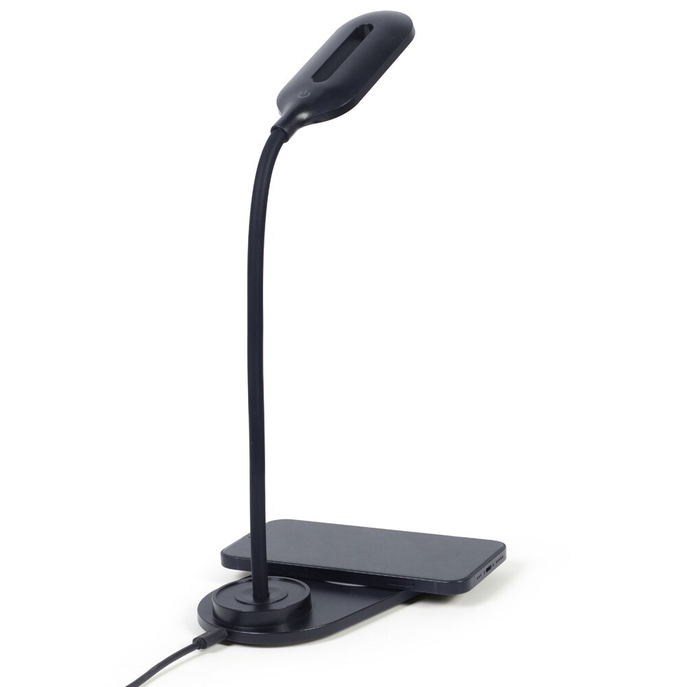 LED-skrivebordslampe med trådløs lader / Qi-lader 10 W / svart bordlampe med 3 lysmoduser / LED-lampe