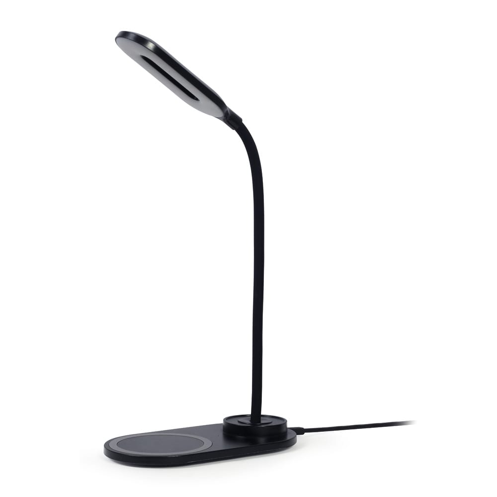 LED-skrivebordslampe med trådløs lader / Qi-lader 10 W / svart bordlampe med 3 lysmoduser / LED-lampe
