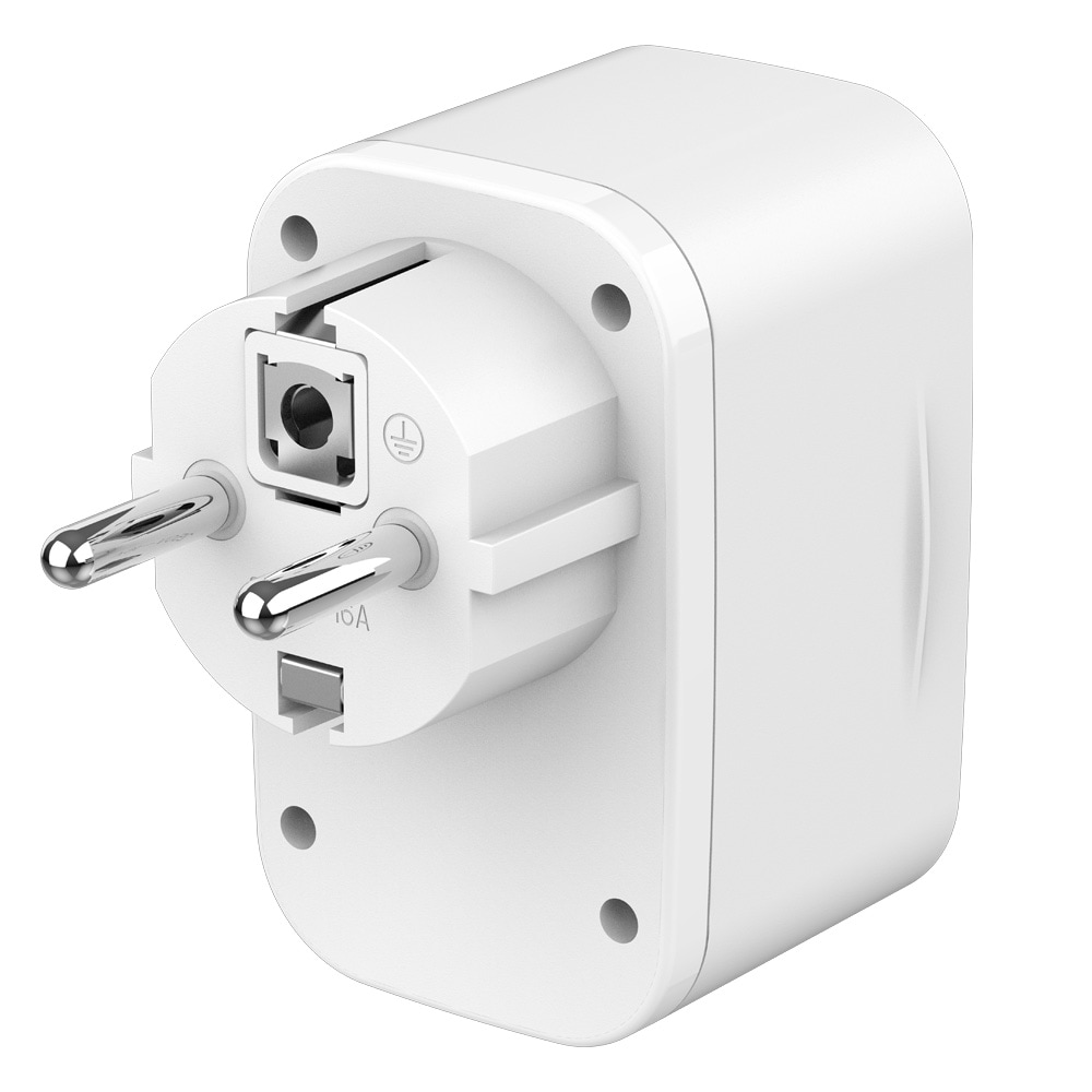 USB-hurtiglader 20 W med innebygd stikkontakt / USB-C PD og USB-A QC 3.0 / hvit lader / mobillader