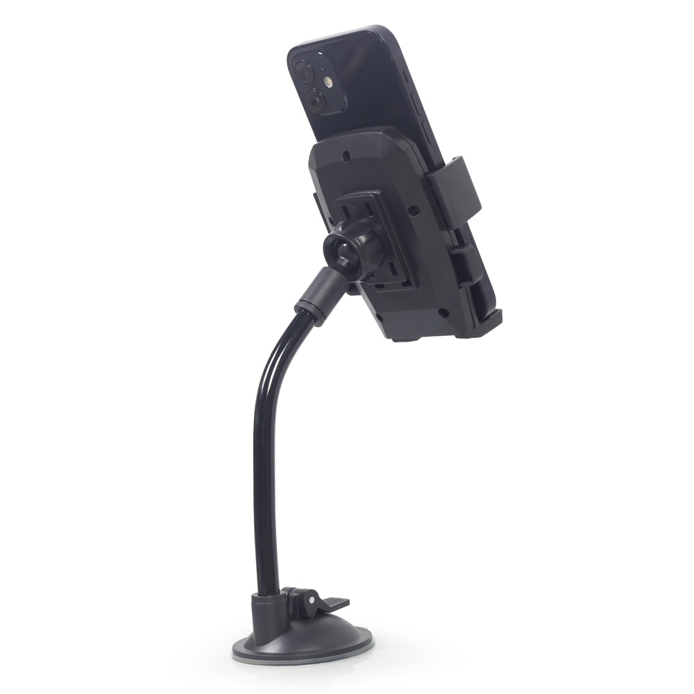 Mobilholder til bil med sugekopp / fleksibel telefonholder med bøybar arm / holder for smarttelefon opptil 6 tommer