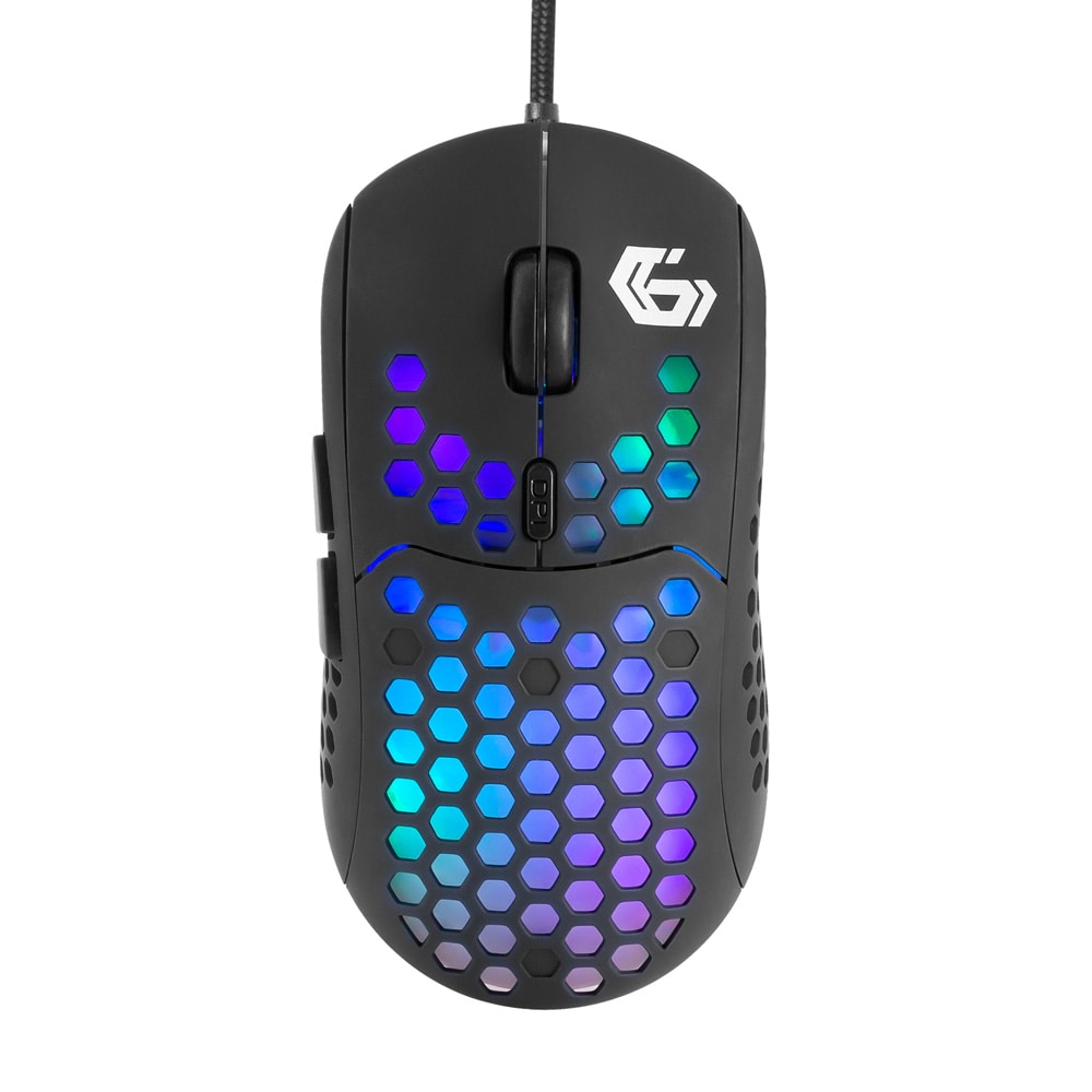 Spillmus med RGB og 6 knapper / USB-spillmus med RGB-belysning
