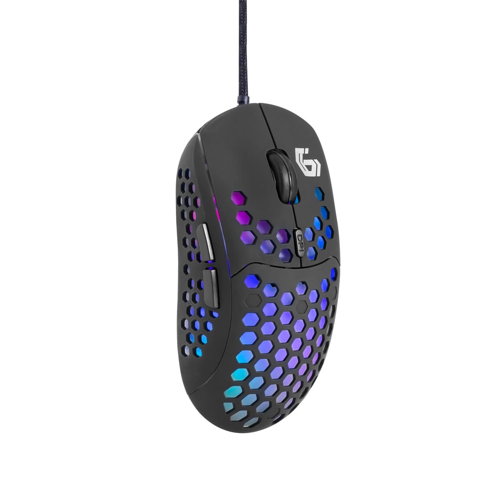 Spillmus med RGB og 6 knapper / USB-spillmus med RGB-belysning