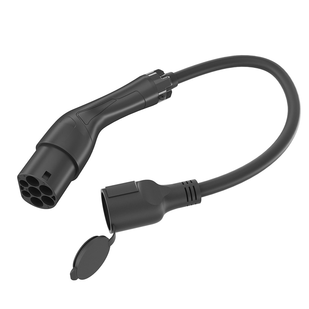 Ladeadapter for elbil Type 2 til fransk støpsel 50 cm / Adapterkabel Type 2 til Type E-kontakt
