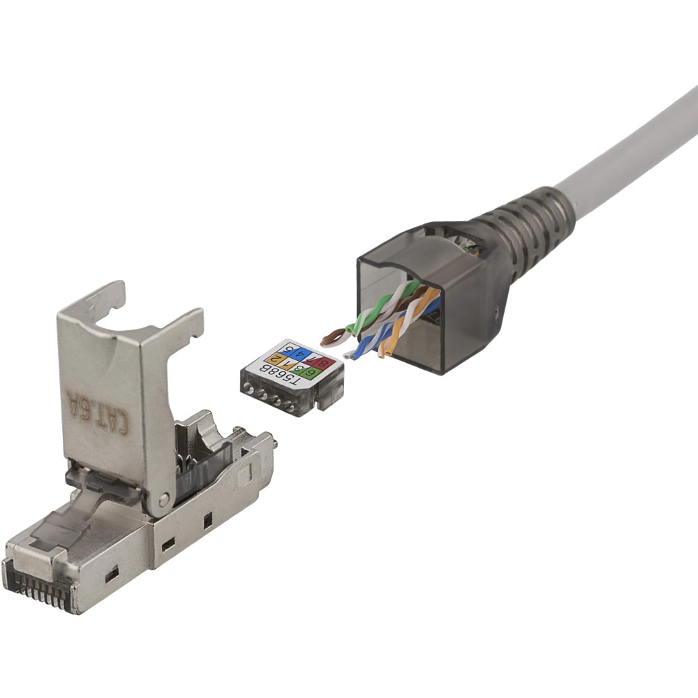 Deltaco RJ45-kontakt Cat6A / RJ45-kontakt for Cat6A-kabel / Verktøyfri RJ45-plugg