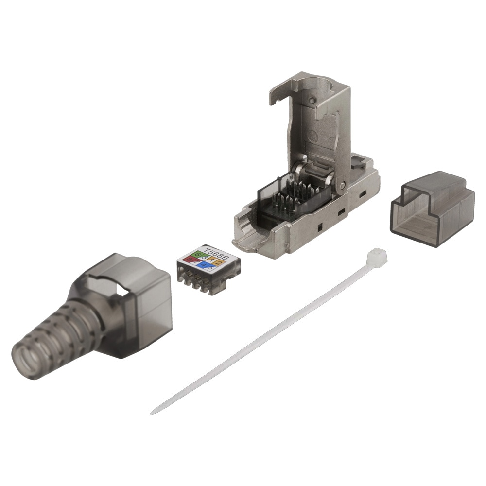 Deltaco RJ45-kontakt Cat6A / RJ45-kontakt for Cat6A-kabel / Verktøyfri RJ45-plugg