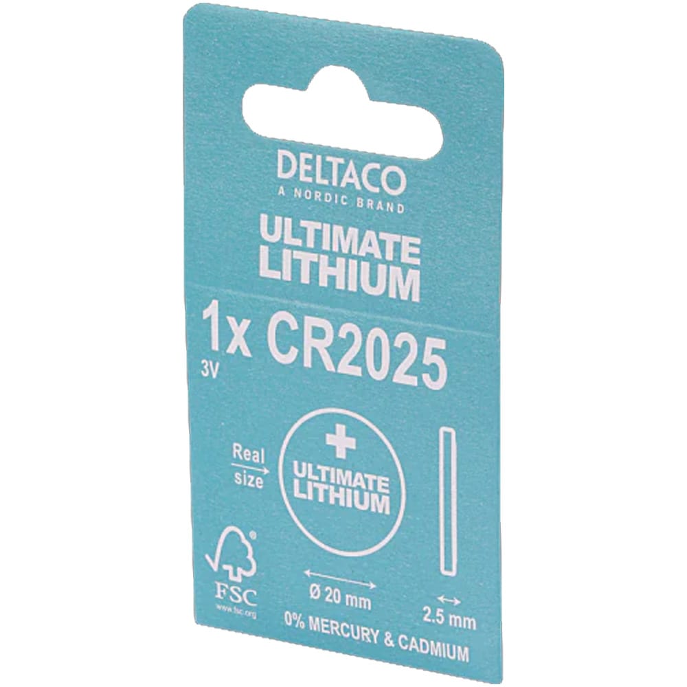 Deltaco Ultimate Lithium CR2025 knappcellebatteri / CR2025 batteri / Litium knappcelle 3 V