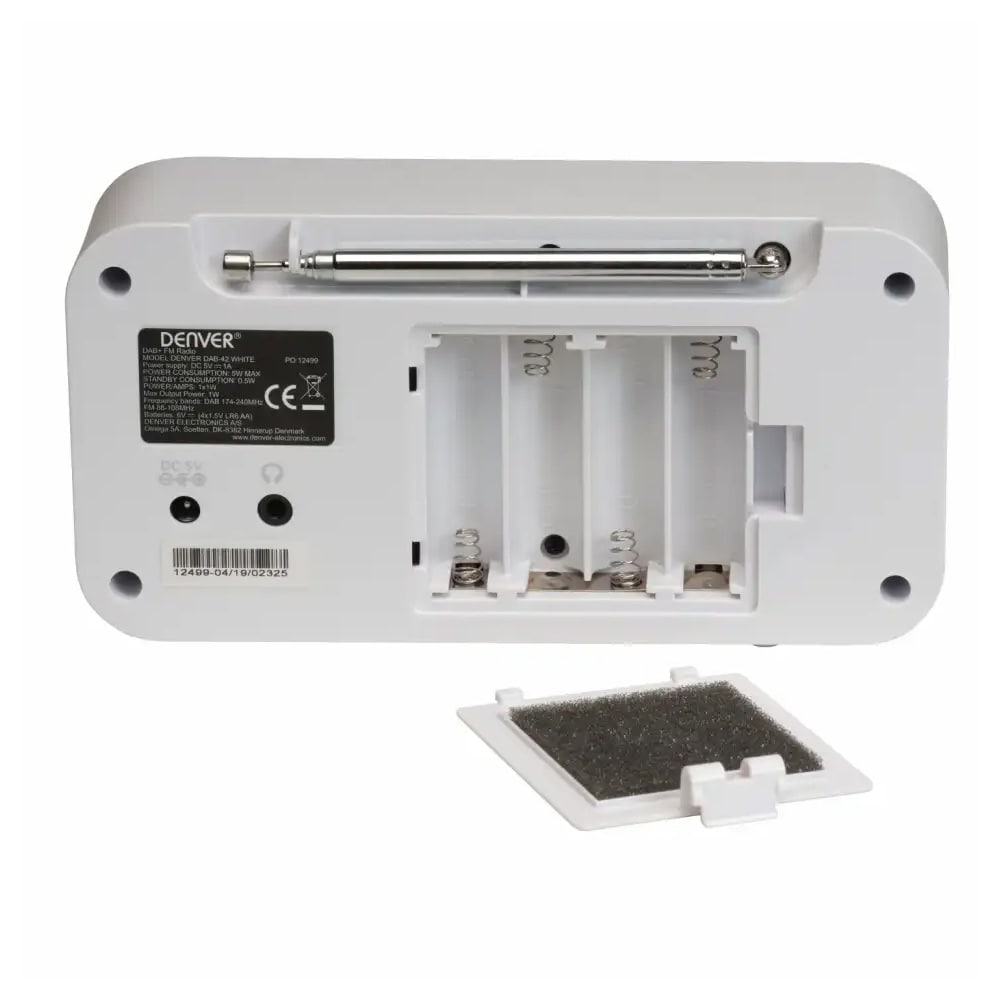 Denver DAB-42W DAB-radio / digitalradio med FM / radio med dobbel alarm / bordradio – Hvit