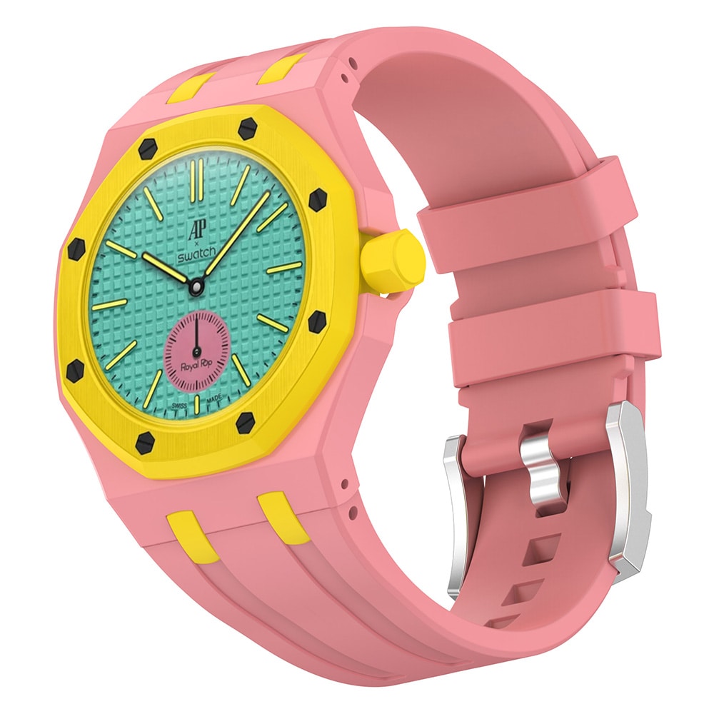 Silikonarmbånd og beskyttelsesskall til AP x Swatch Royal Pop Otg Roz