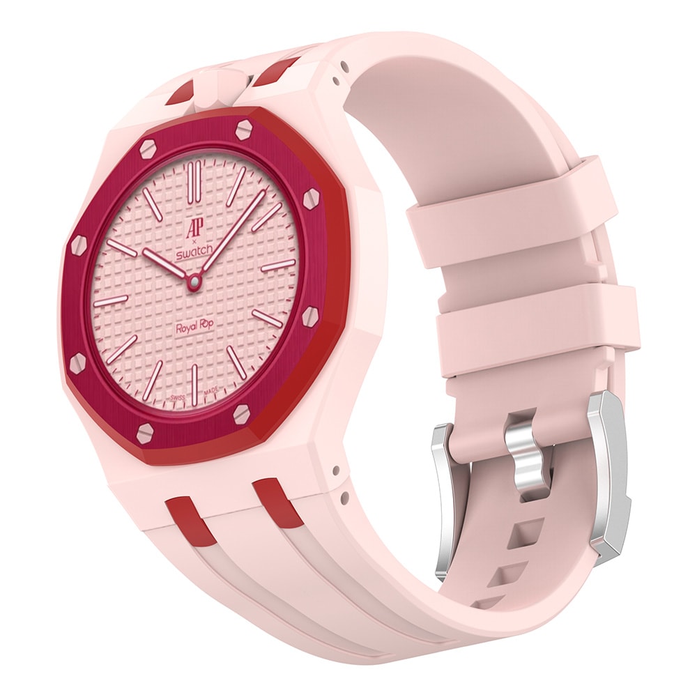 Silikonarmbånd og beskyttelsesskall til AP x Swatch Royal Pop Otto Rosso