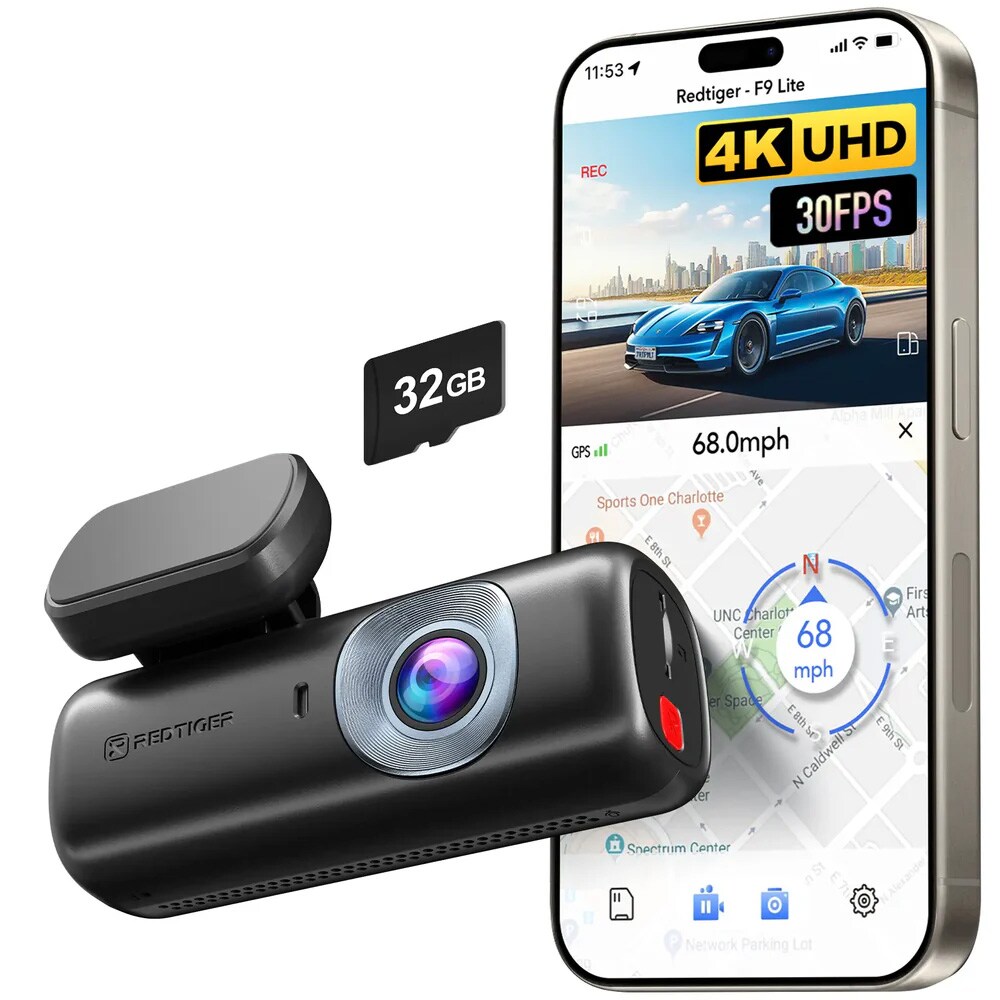 RedTiger F9 Lite Dashcam / 4K-bilkamera med GP og Wi-Fi / dashcam med ADAS