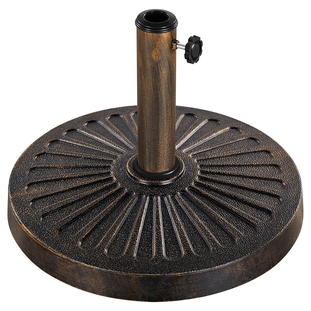 Parasollfot for Ø 38 og Ø 48 mm parasollstang / rund parasollbase Ø 46 cm / bronsefarget parasollstativ 14 kg