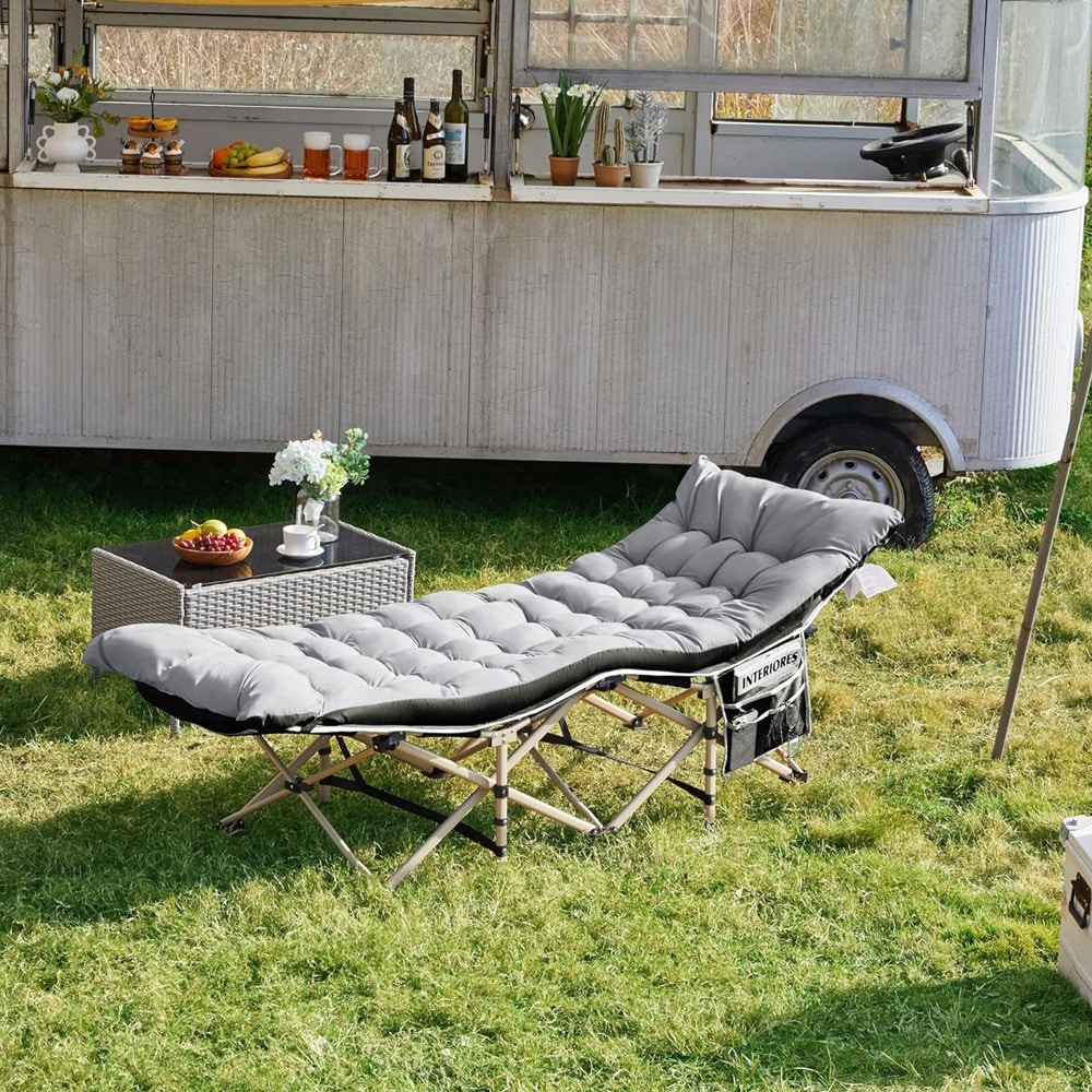Campingseng med madrass 191 x 67 cm / sammenleggbar gjesteseng med transportveske / svart feltseng 150 kg