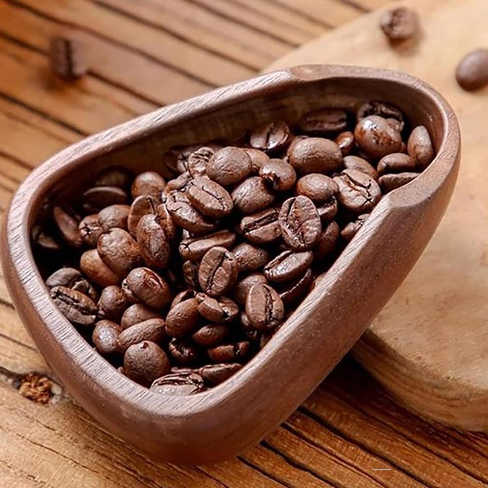 Vektbeger i valnøttre til kaffebønner / Vektbeger til kaffe / Vektbeger til kaffebønner