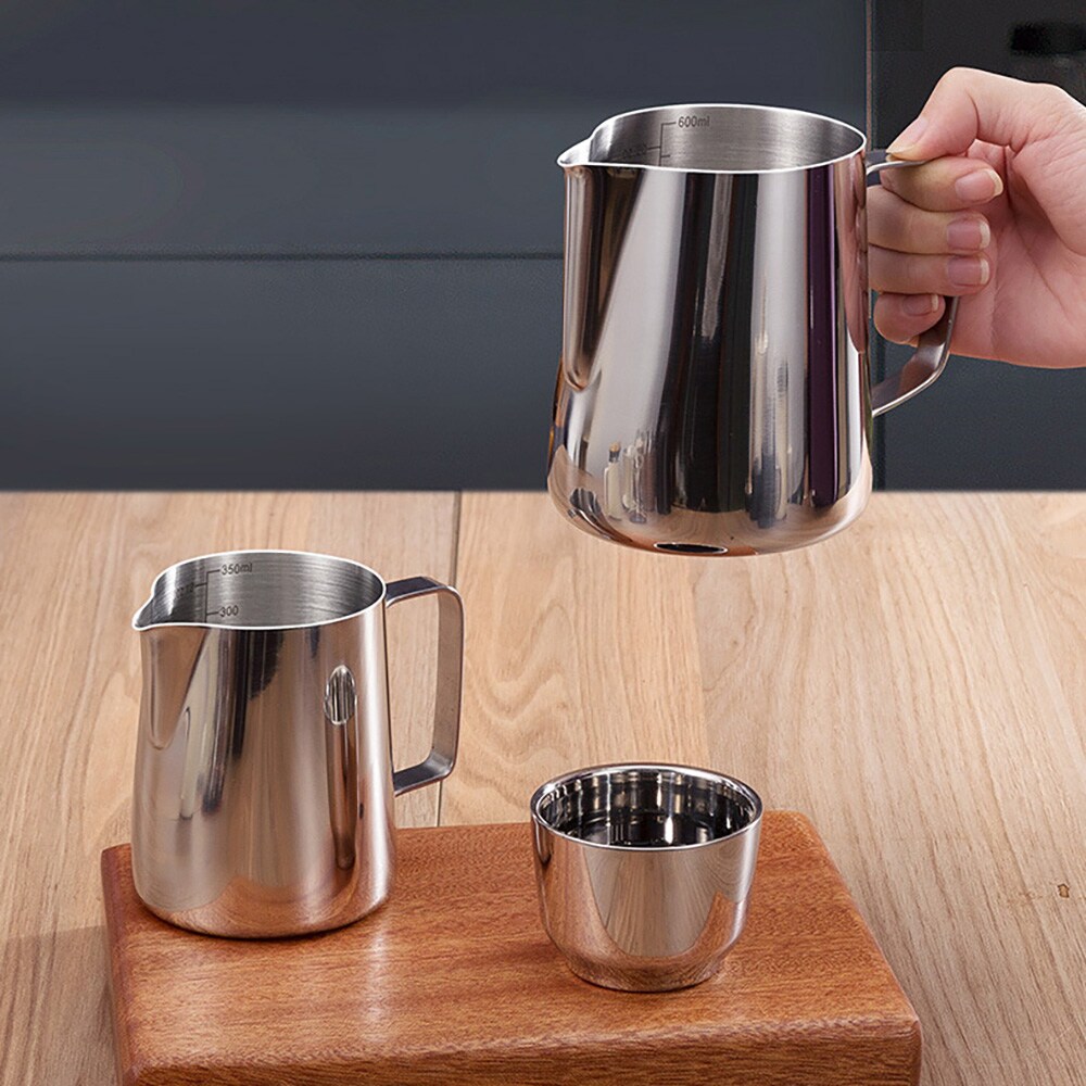 Melkekanne i rustfritt stål 350 ml / melkeskummingskanne / baristakanne med spiss tut