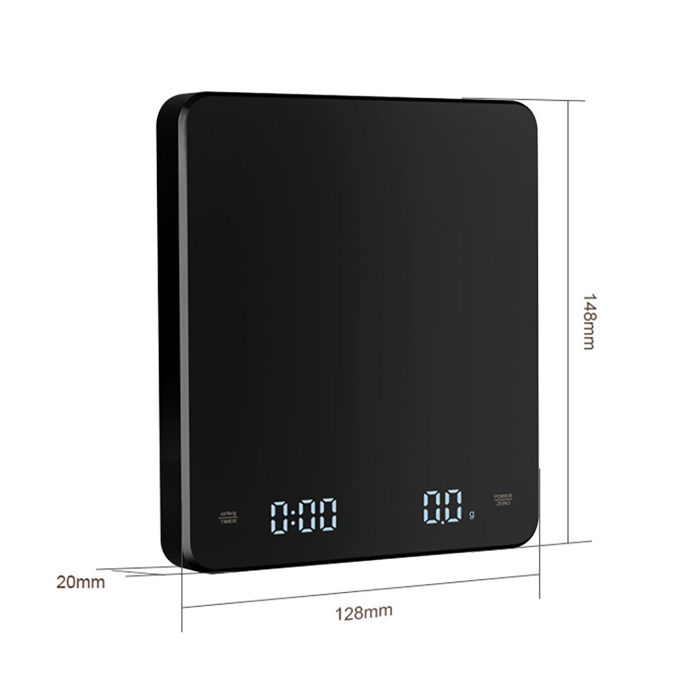Kaffevekt med USB-C 3 kg / digital espressovekt med 0,1 g presisjon / vekt med timer