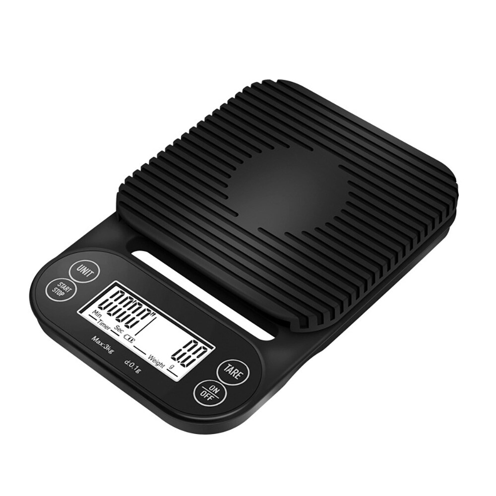 Kaffevekt med timer 3 kg / digital espressovekt med 0,1 g presisjon / vekt med silikonmatte