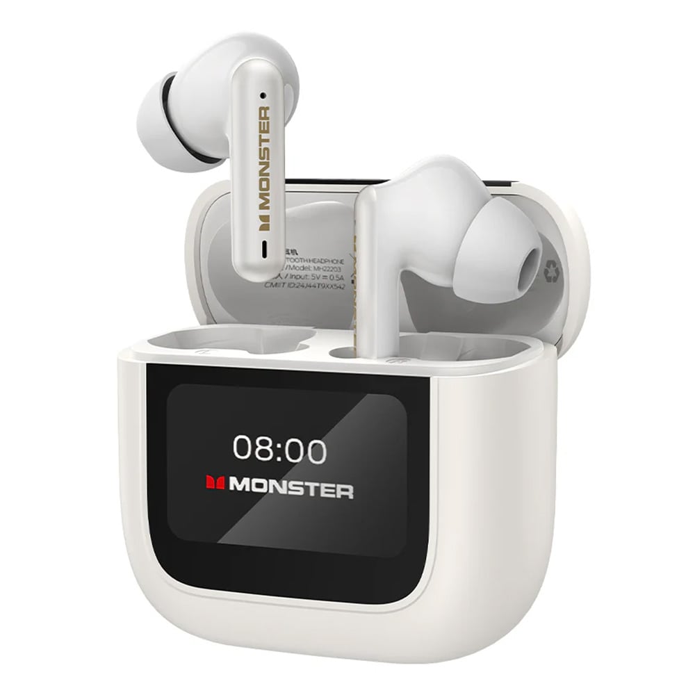 Monster TH300 True Wireless-hodetelefoner med ANC – Hvit / TWS-hodetelefoner med berøringsskjerm